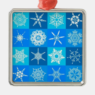 Adorno Metálico Patrón de copos de nieve azules