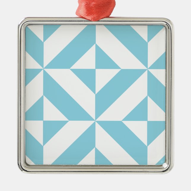 Adorno Metálico Patrón de cubo de deco geométrico azul cielo (Frente)