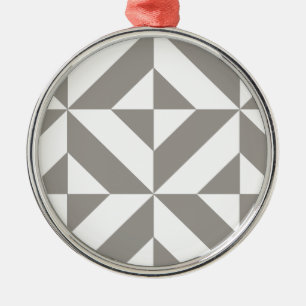 Adorno Metálico Patrón de cubo de deco geométrico gris plateado