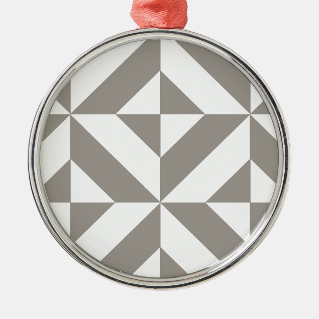 Adorno Metálico Patrón de cubo de deco geométrico gris plateado (Frente)