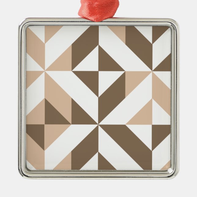 Adorno Metálico Patrón de cubo geométrico beige marrón (Frente)