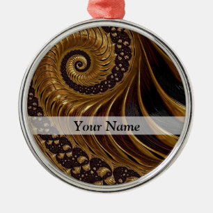 Adorno Metálico Patrón de espiral fractal marrón moderno