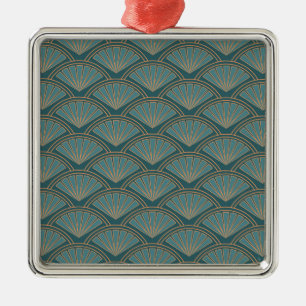 Adorno Metálico patrón de estilo Art Deco en color azul turquesa