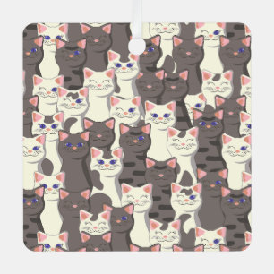 Adorno Metálico Patrón de gatos blancos y grises