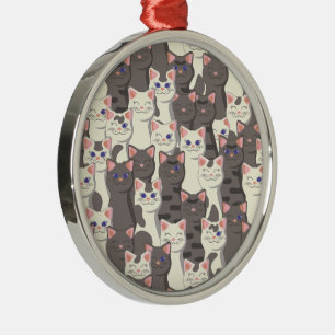 Adorno Metálico Patrón de gatos blancos y grises