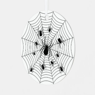 Adorno Metálico Patrón de halloween de arañas blancas negras