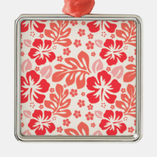 Adorno Metálico Patrón de hibiscos Naranja y rojo - Hawaii!