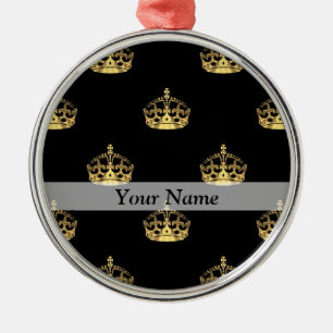 Adorno Metálico Patrón de la corona de oro y negro
