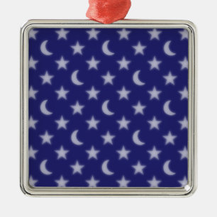 Adorno Metálico Patrón de lunas azules y estrellas