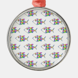 Adorno Metálico Patrón de peces abstracto