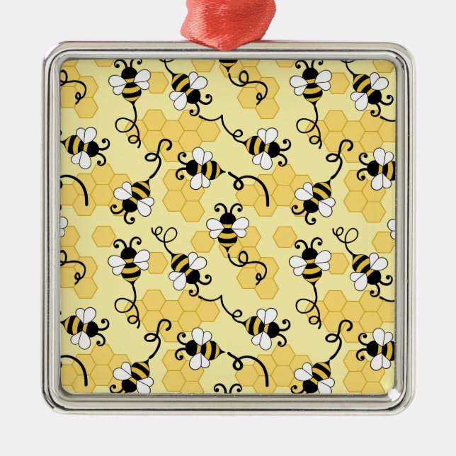 Adorno Metálico Patrón de pequeñas abejas. (Frente)