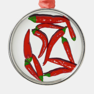 Adorno Metálico Patrón de pimientos de chile rojo caliente