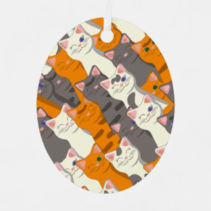 Adorno Metálico Patrón diagonal del gato negro jengibre