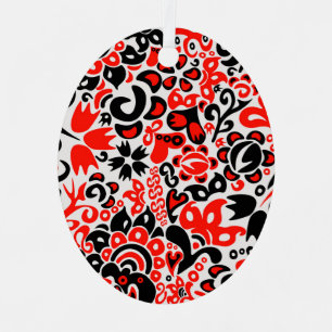 Adorno Metálico patrón floral abstracto del arte popular étnico uc