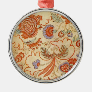 Adorno Metálico Patrón floral antiguo de paisley chintz