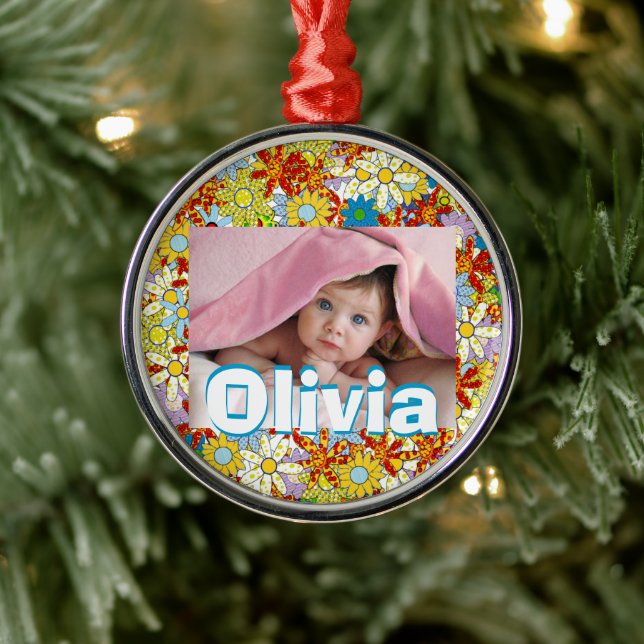 Adorno Metálico Patrón floral moderno Colores brillantes (Árbol)