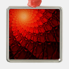 Adorno Metálico Patrón Fractal Rojo