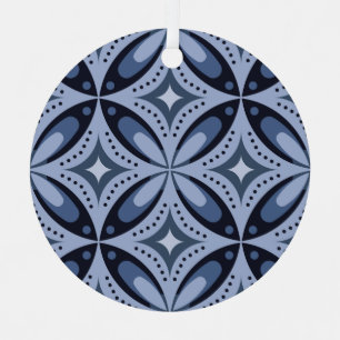 Adorno Metálico Patrón geométrico azul estilo retro