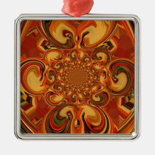 Adorno Metálico Patrón giratorio Sombras de Naranja, marrón, verde