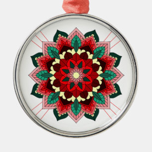 Adorno Metálico Patrón Mandala 02 en rojo