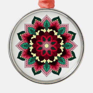 Adorno Metálico Patrón Mandala 02 en rosa profundo