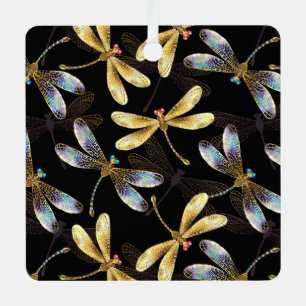 Adorno Metálico Patrón sin foco con Dragonflies dorados