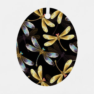 Adorno Metálico Patrón sin foco con Dragonflies dorados