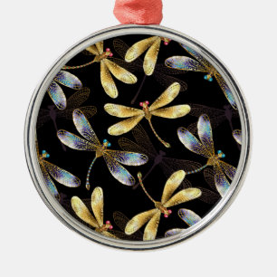 Adorno Metálico Patrón sin foco con Dragonflies dorados