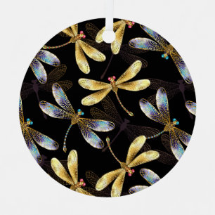 Adorno Metálico Patrón sin foco con Dragonflies dorados