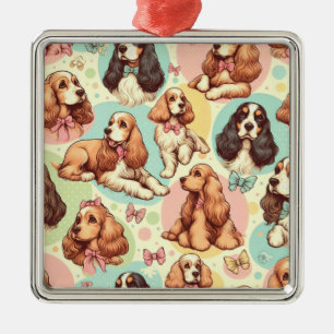 Adorno Metálico Patrón sin soldadura de Cute Vintage Cocker Spanie