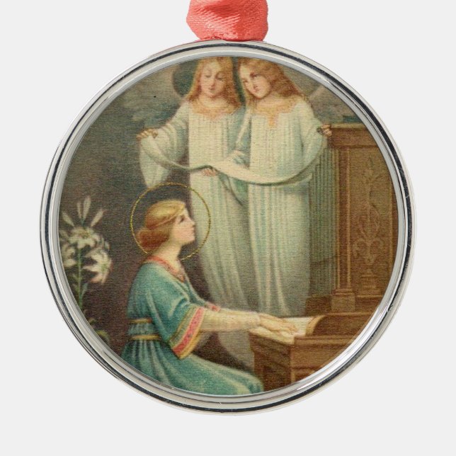 Adorno Metálico Patroness de St Cecilia de músicos (Frente)