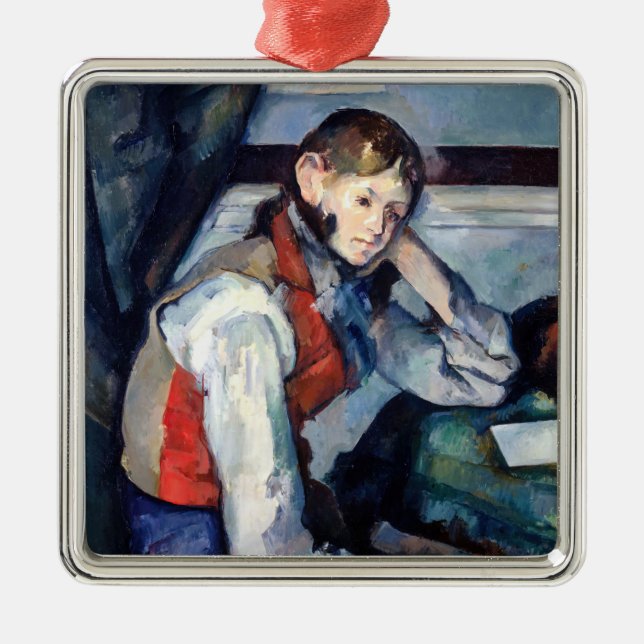 Adorno Metálico Paul Cezanne - Niño en el chaleco rojo (Frente)