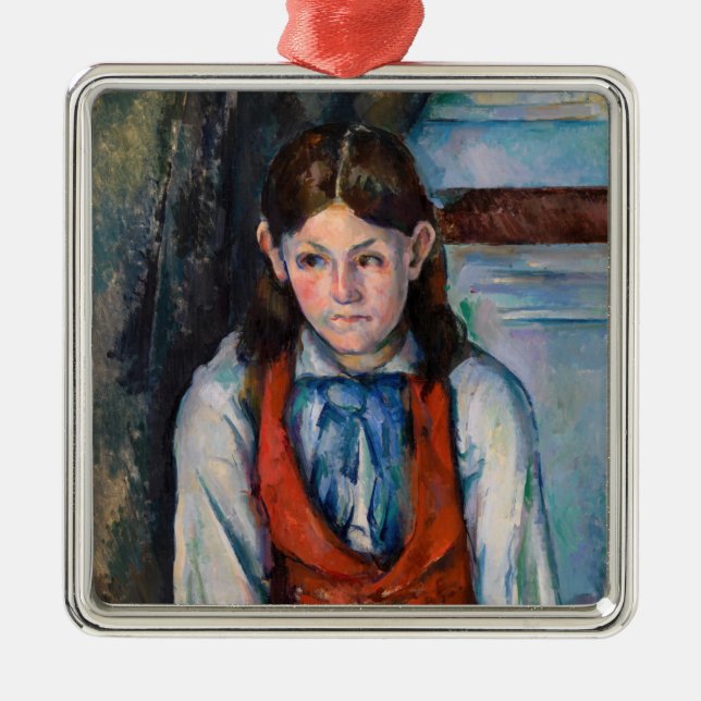 Adorno Metálico Paul Cezanne - Niño en el chaleco rojo (Frente)
