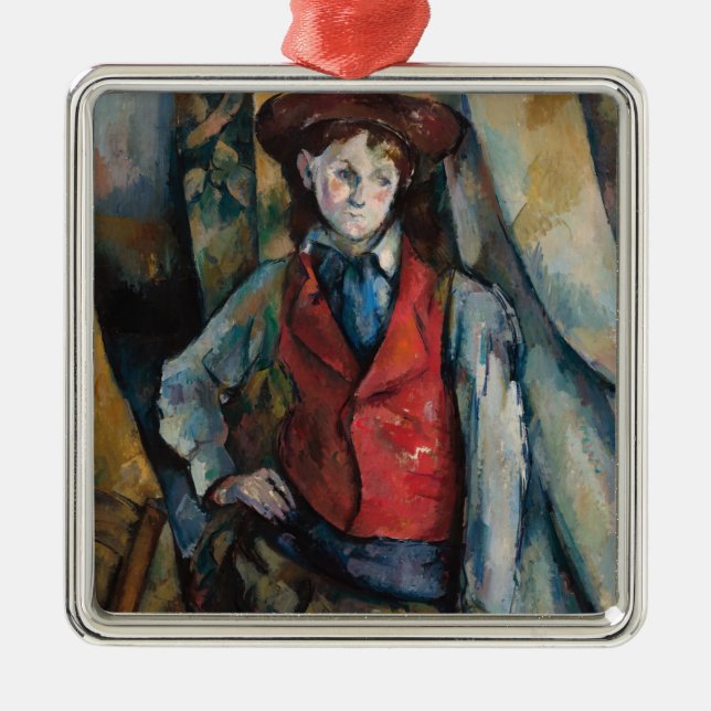 Adorno Metálico Paul Cezanne - Niño en el chaleco rojo (Frente)