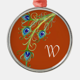 Adorno Metálico Pavo de pavo real de estilo Art Déco