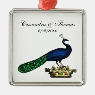 Adorno Metálico Pavo real estilizado vintage heráldico en corona C