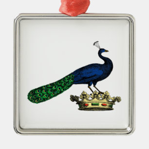 Adorno Metálico Pavo real estilizado vintage heráldico en corona C