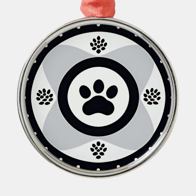 Adorno Metálico Paw Print con elementos decorativos (Frente)