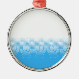 Adorno Metálico Paws Azules Y Blancos Con Fondo De Prensa