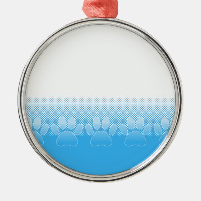 Adorno Metálico Paws Azules Y Blancos Con Fondo De Prensa (Frente)