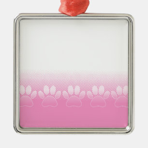 Adorno Metálico Paws Rosados Y Blancos Con Fondo De Prensa