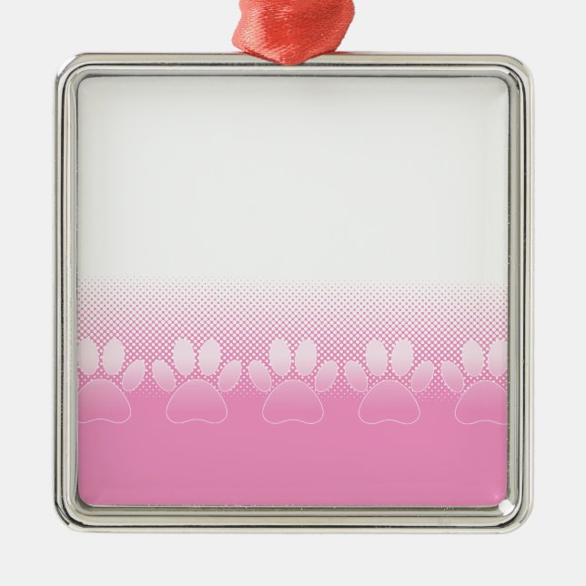 Adorno Metálico Paws Rosados Y Blancos Con Fondo De Prensa (Frente)