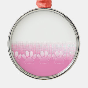 Adorno Metálico Paws Rosados Y Blancos Con Fondo De Prensa