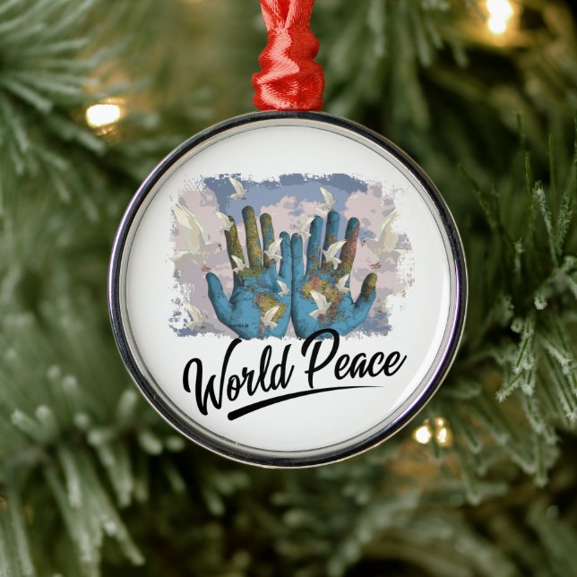 Adorno Metálico Paz Mundial (Árbol)