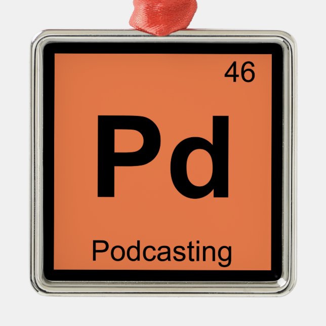 Adorno Metálico Pd - Podcasting Chemistry Periodic Table Symbol (Frente)