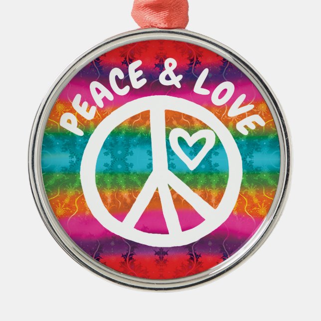 Adorno Metálico Peace and Love Tie Dye Stripes (Frente)