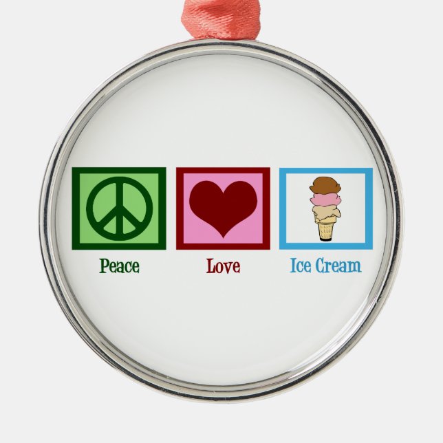 Adorno Metálico Peace Love Ice Cream (Frente)