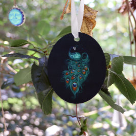 Adorno Metálico Peacock Feathers Peacocks Verde azulados