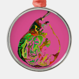 Adorno Metálico Pear fruit pop art watercolour illustration