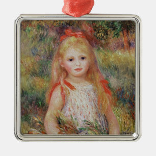 Adorno Metálico Pedro flores que llevan de una niña de Renoir el